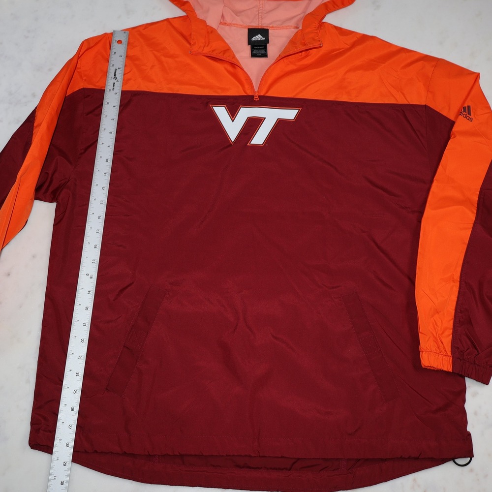 Adidas Virginia Tech Hokies Mens Large Orange Maroon Half Zip Windbreaker Jacket - Picture 4 of 8